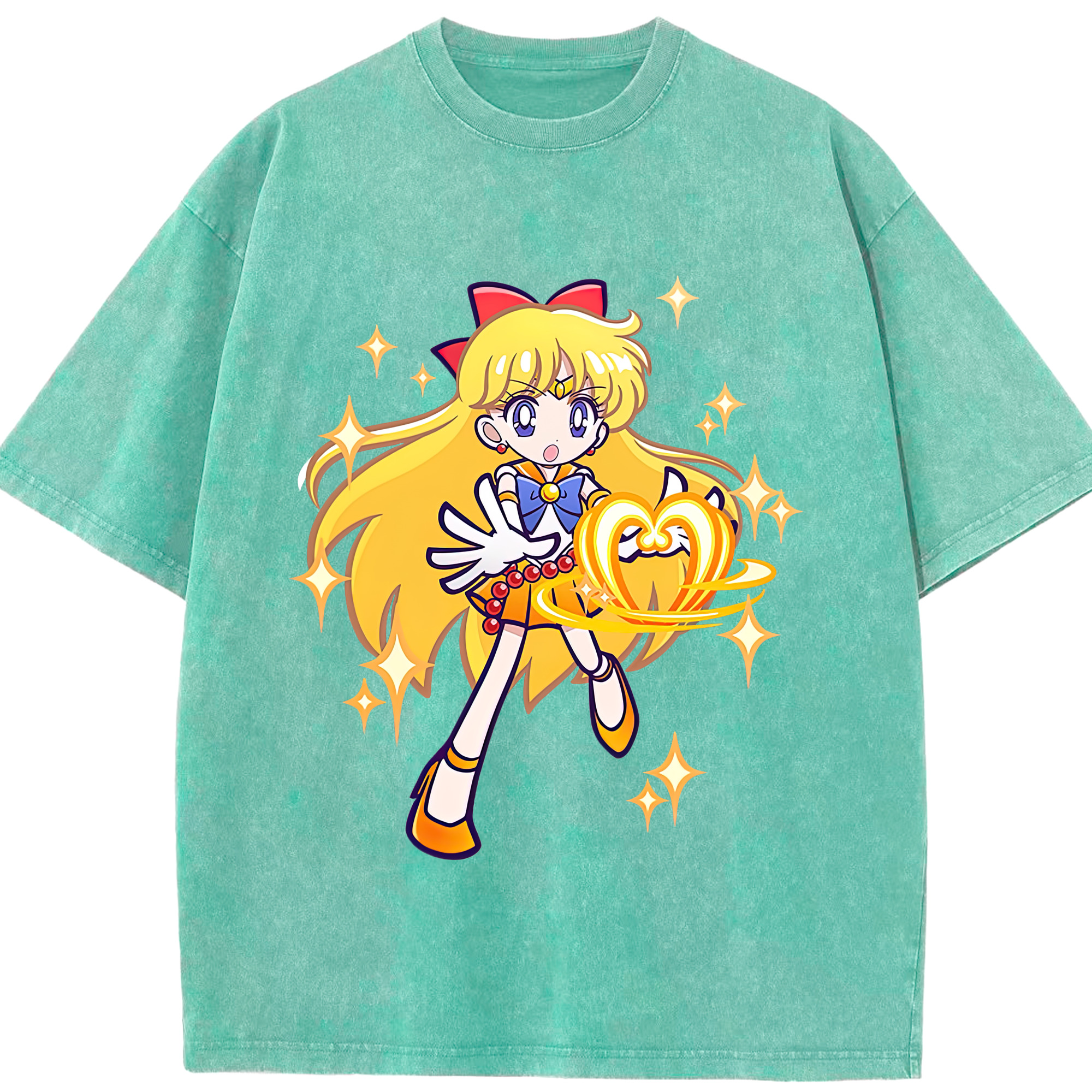 （画像用） 美少女戦士セーラームーン 愛野 美奈子 あいの みなこ Sailor Moon Aino Minako 綿100% ヴィンテージ風 半袖Tシャツ（フロントプリント）